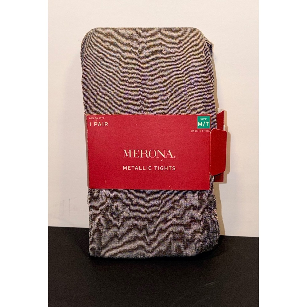 Merona Womens Metallic Gray Tights Size Medium Tall M/T Sparkle 1 Pair